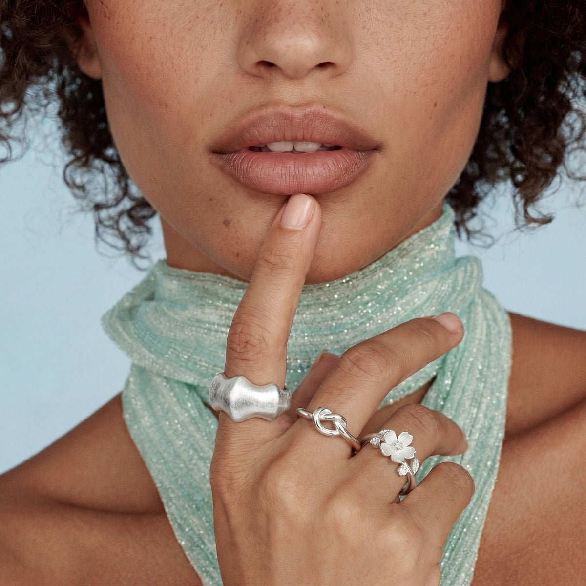 Flytande Silver Statement-Ring