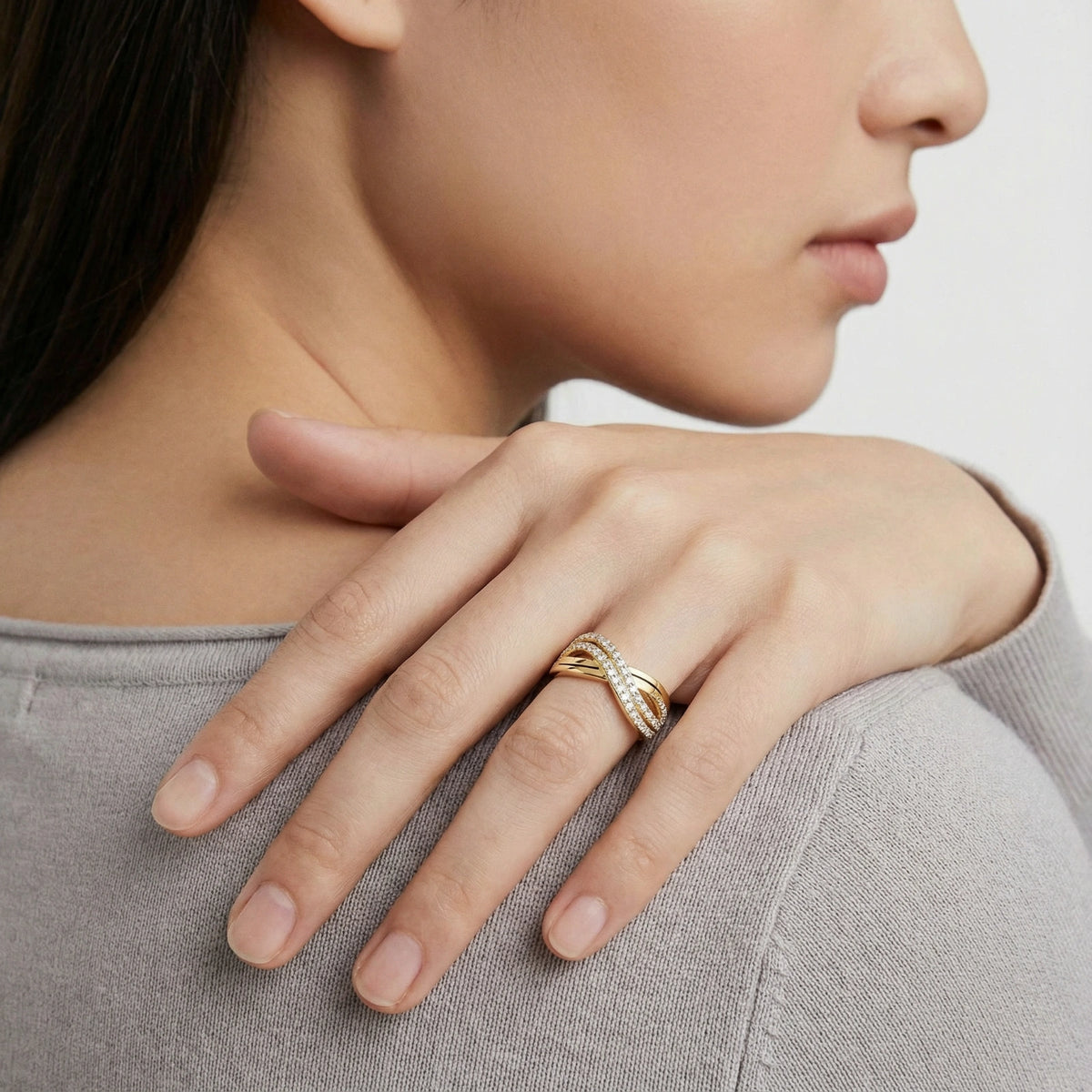 Gyllene Våg Flow Ring